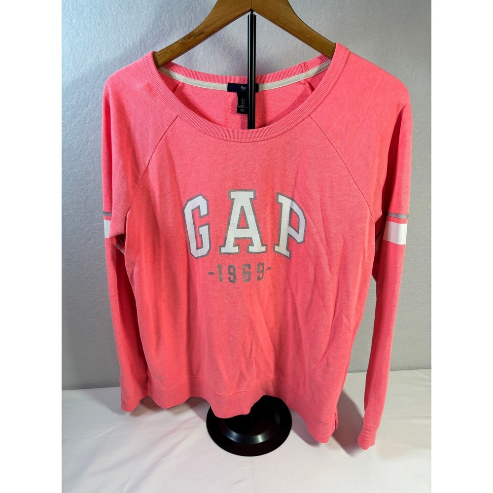 Gap 1969 Womens Neon Pink Collegiate Raglan Sweatshirt Large 415809-00